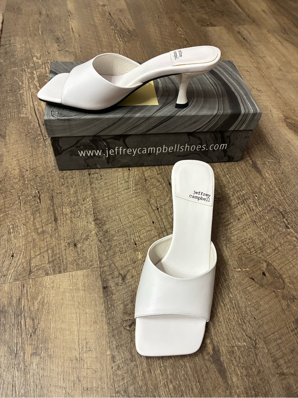 Jeffrey Campbell White Square-Toe Slip-On Mule Heels - Picture 3 of 3